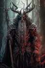 Mythical male cryptid creature in foggy forest. AI Generated. Art Print